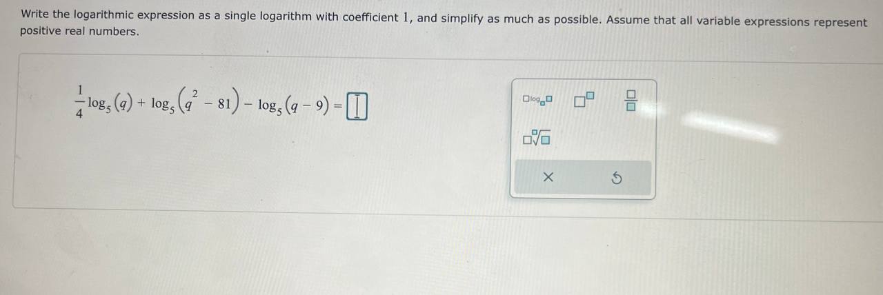 5Write the logarithmic expression as a single logarithm with coefficient 1, and