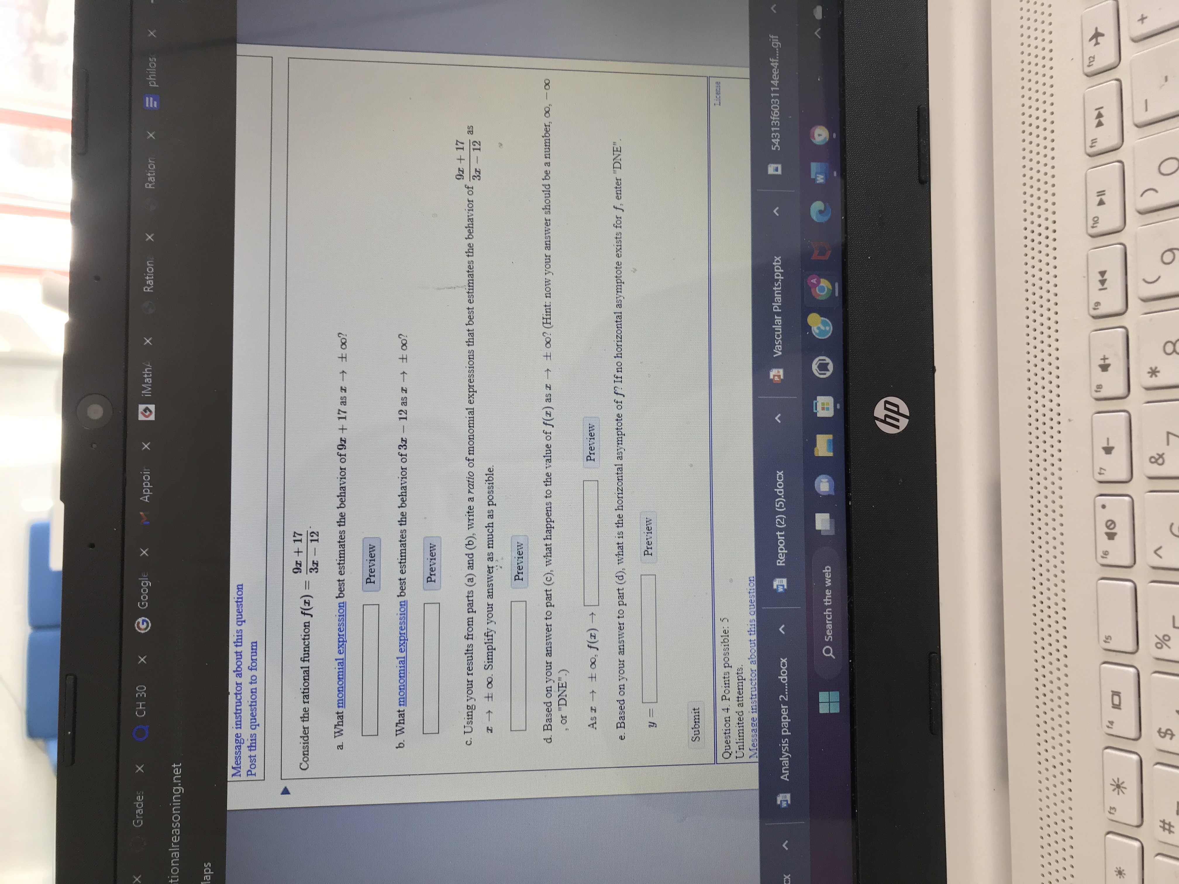 (a) and (b), write a ratio of monomial expressions that best estimates