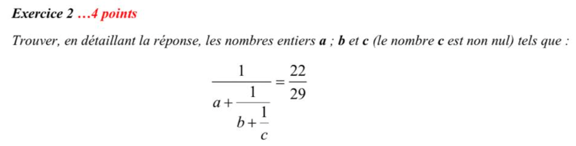 Exercice 2...4 points Trouver, en dtaillant la rponse, les nombres entiers a