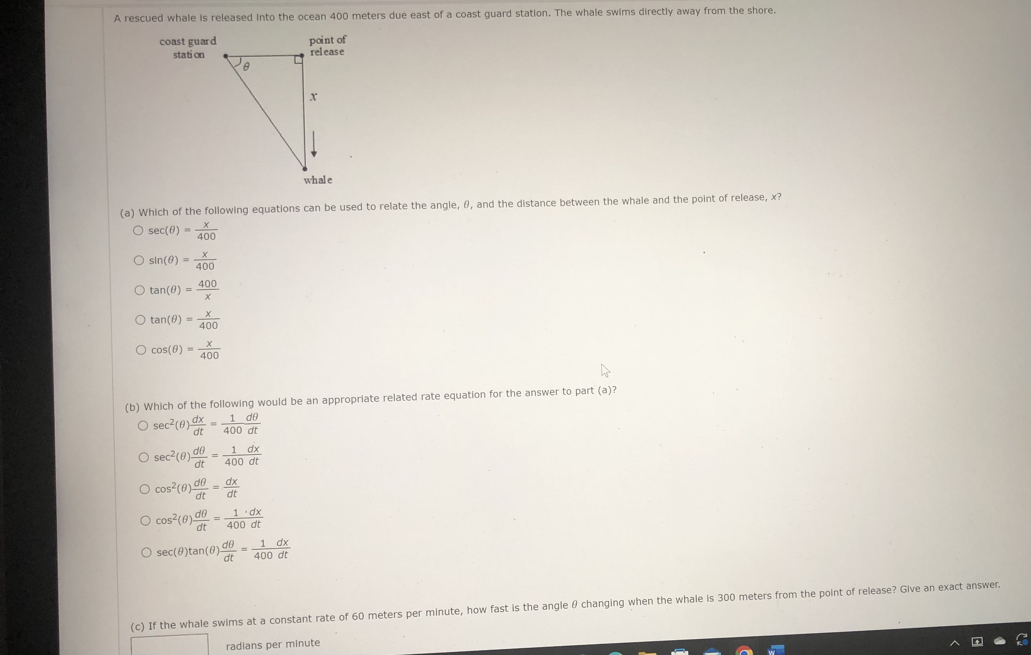b '. 150 inches. a Is decreasing by 4 inches per minute