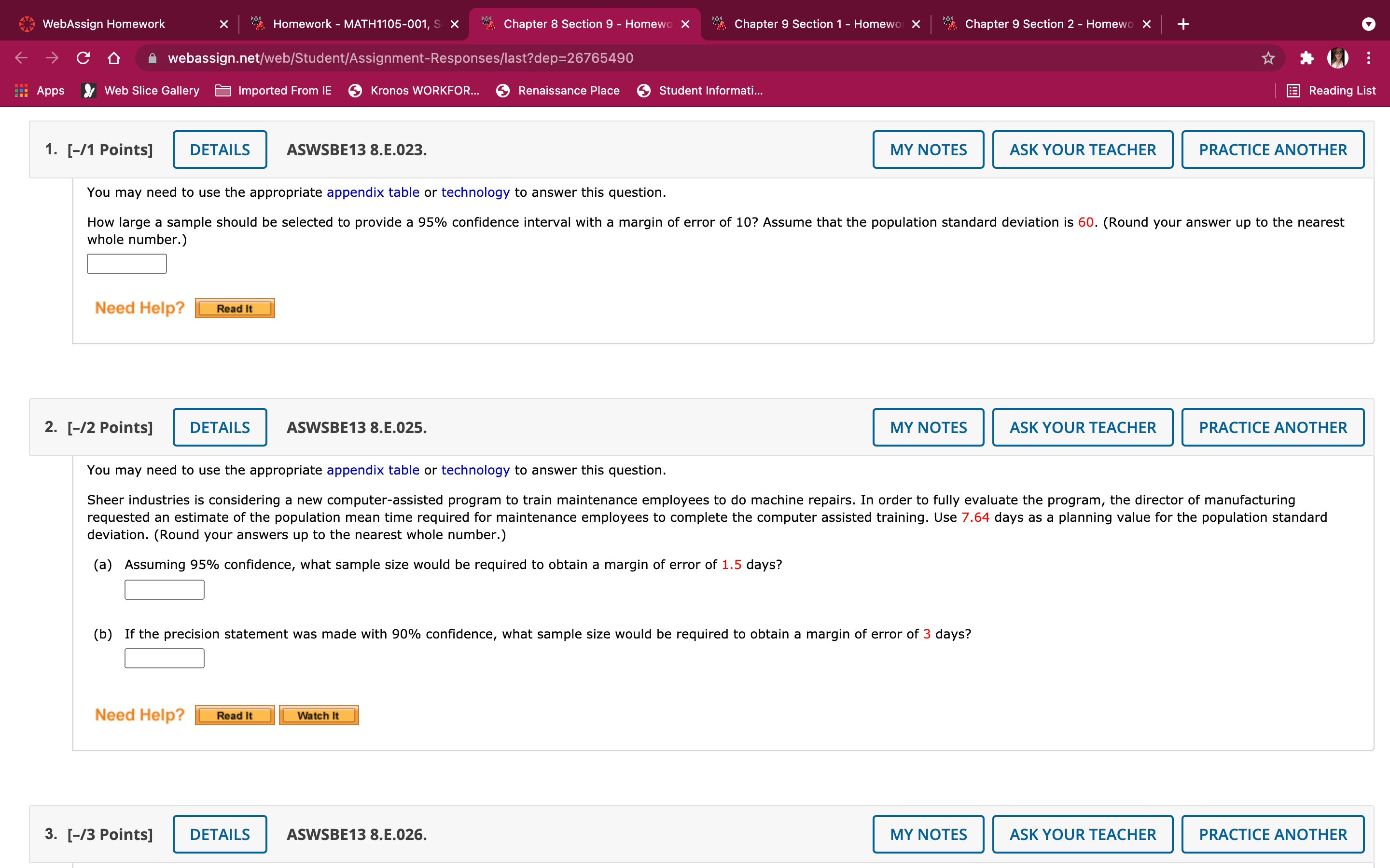 WebAssign Homework X Homework - MATHilOS-Ooi X Chapter 8 Section 9