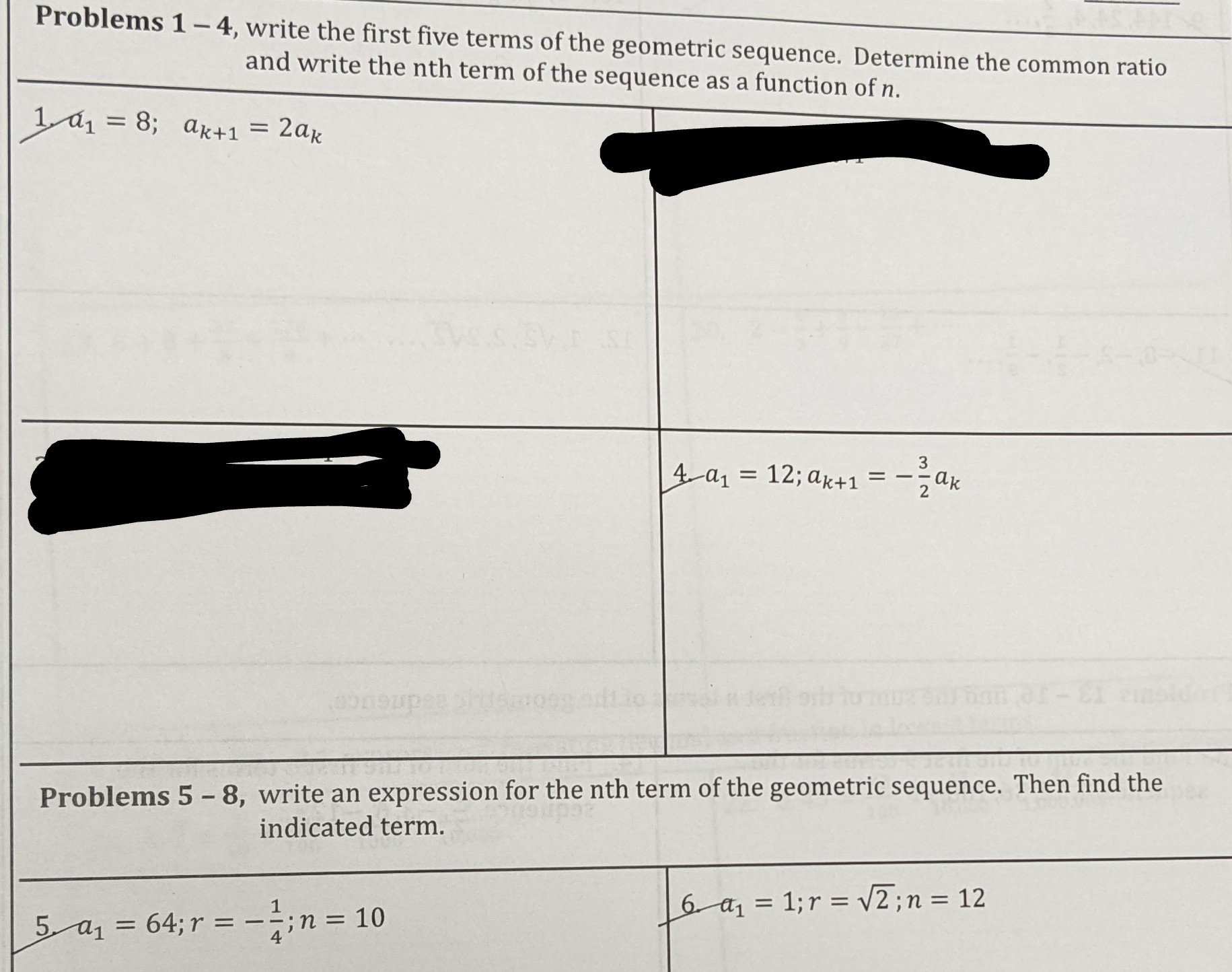 sequence. Determine the common ratio and write the nth term of the