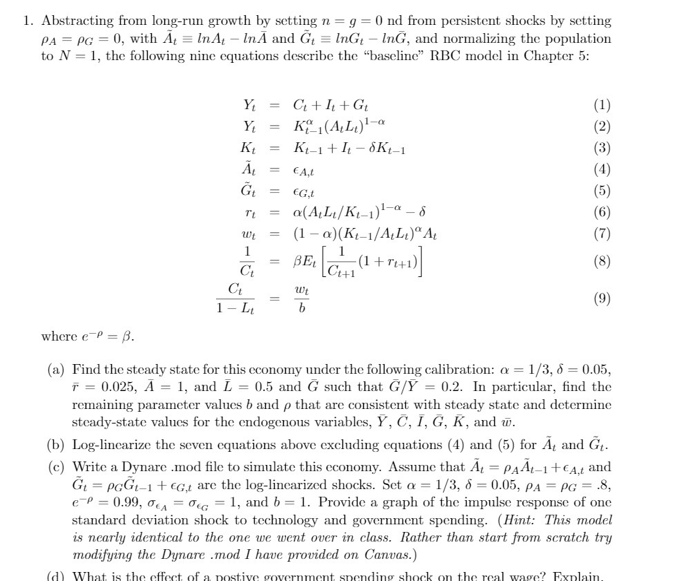 0 nd from persistent shocks by setting PA = PG = 0,