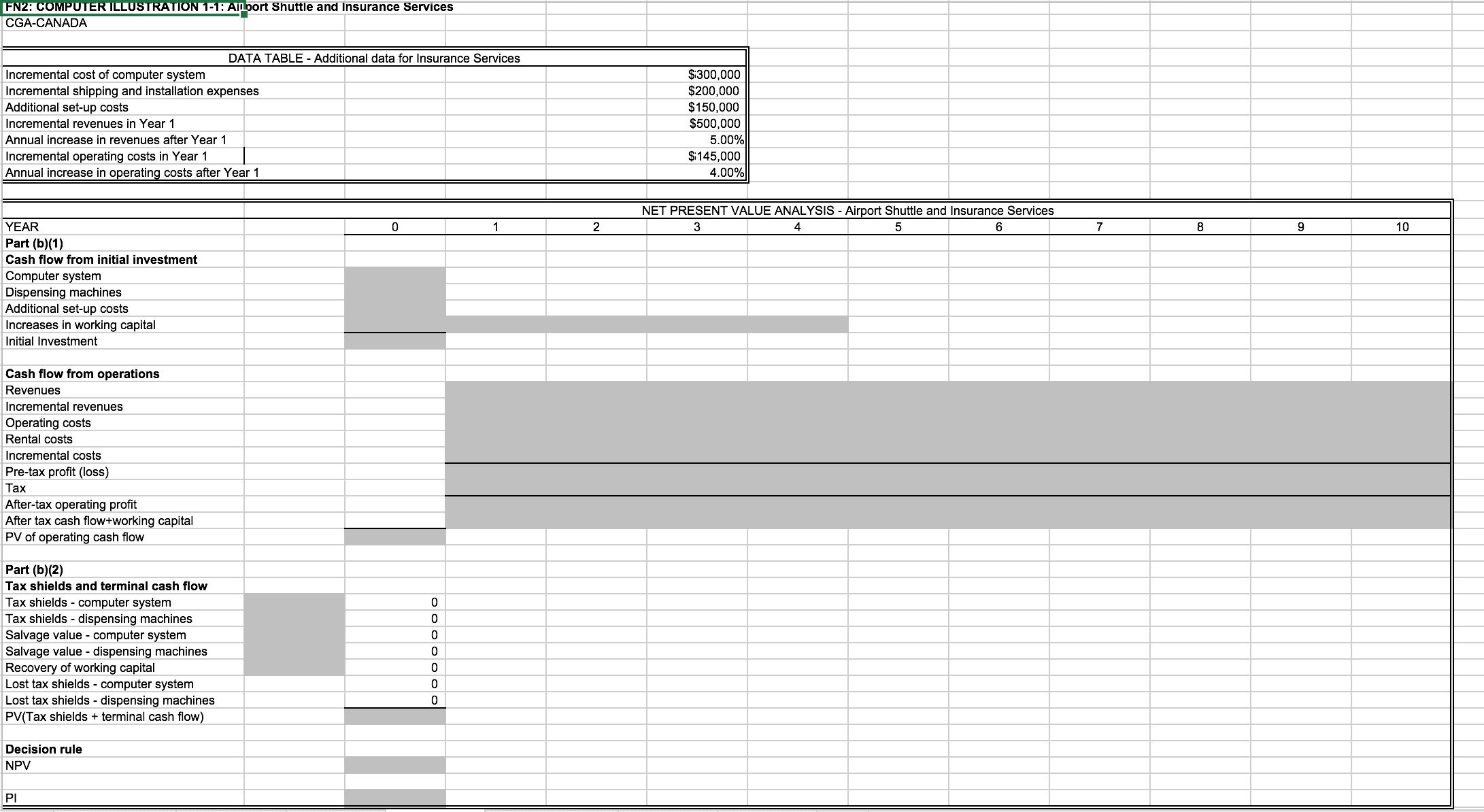  Please help me with the attached question by excel , and