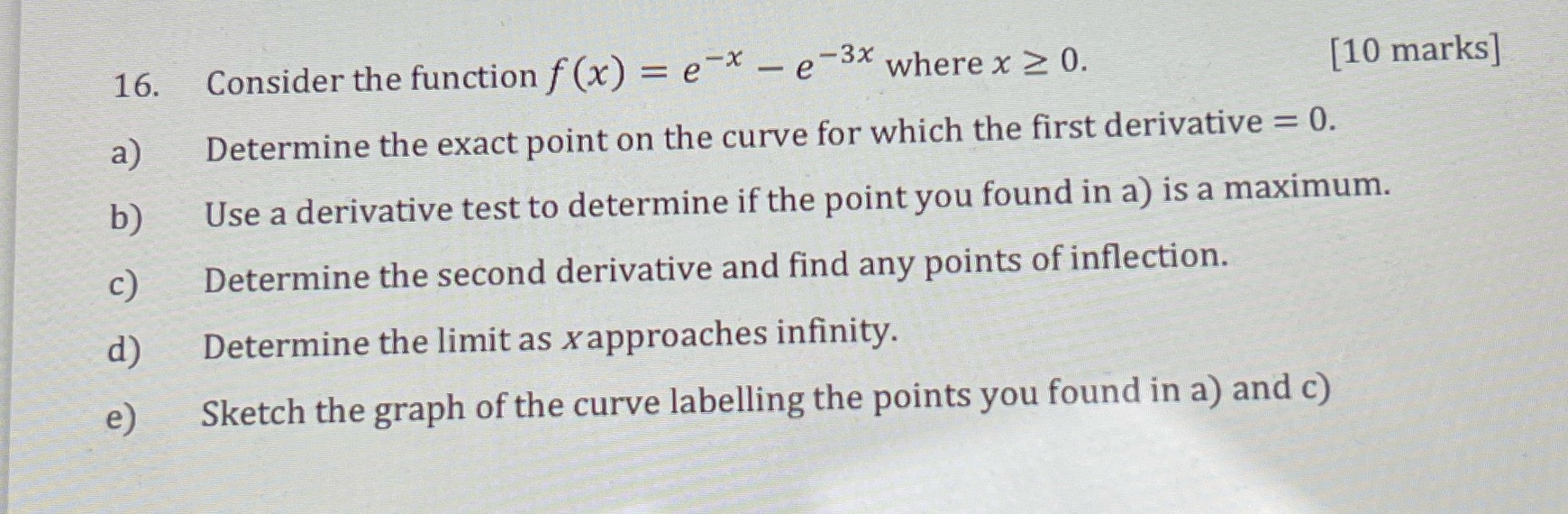  16. Consider the function f (x) = e x - e-3%