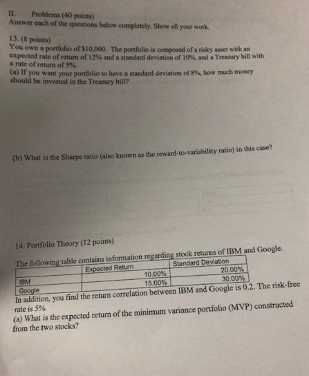 (c) What is the standard deviation of the optimal risky portfolio (a.k.a.