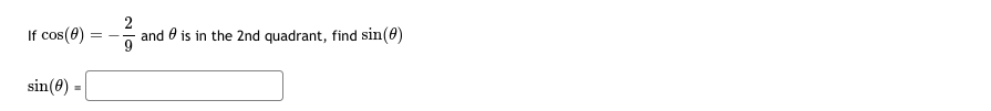 is in the 4th quadrant, find sin(@) sin (0)For each part, type