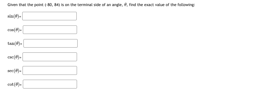 3. If cos z = 0.4 then cos(-x)= 4. If tana =