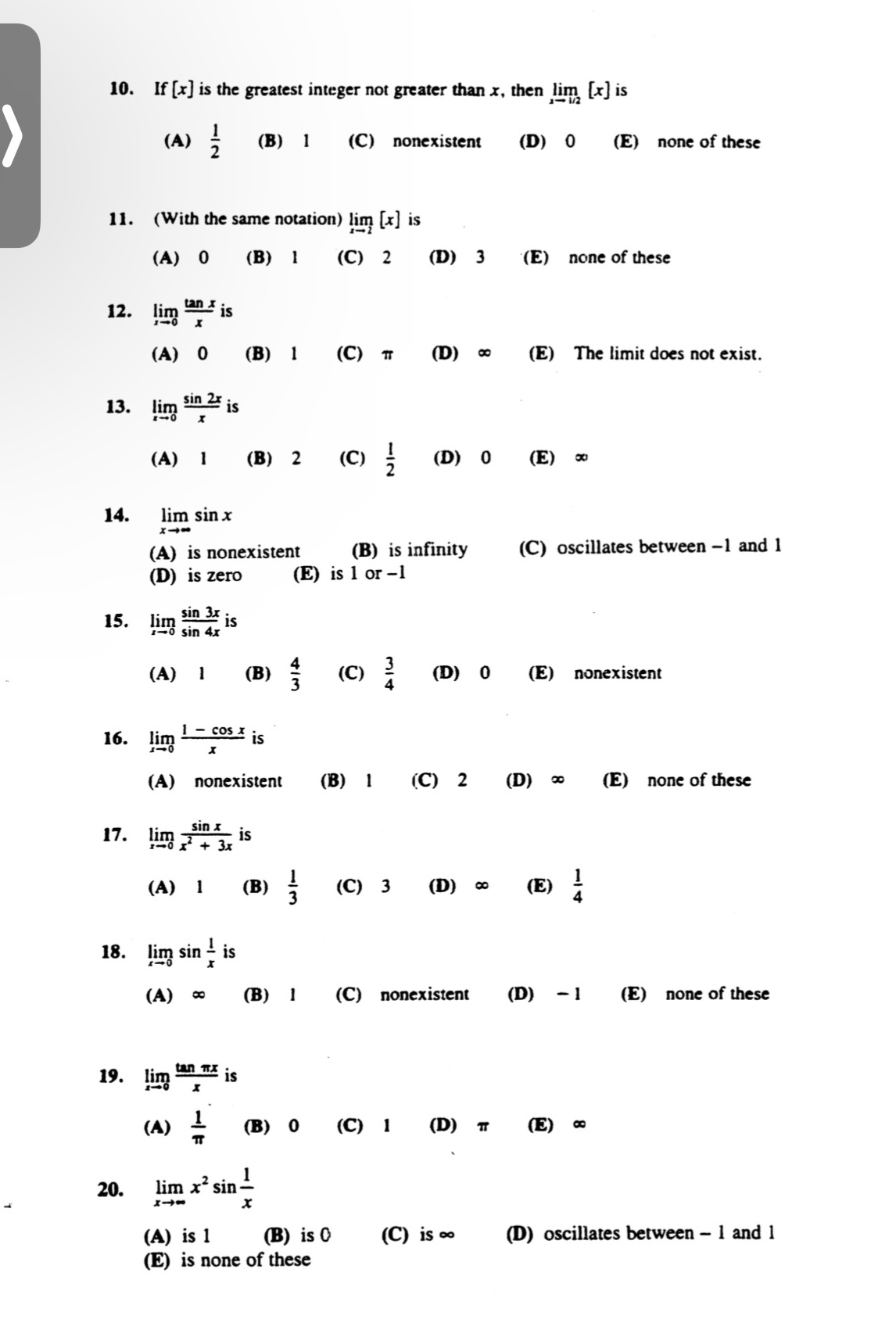 Do 10-20 10. If [x] is the greatest integer not greater than