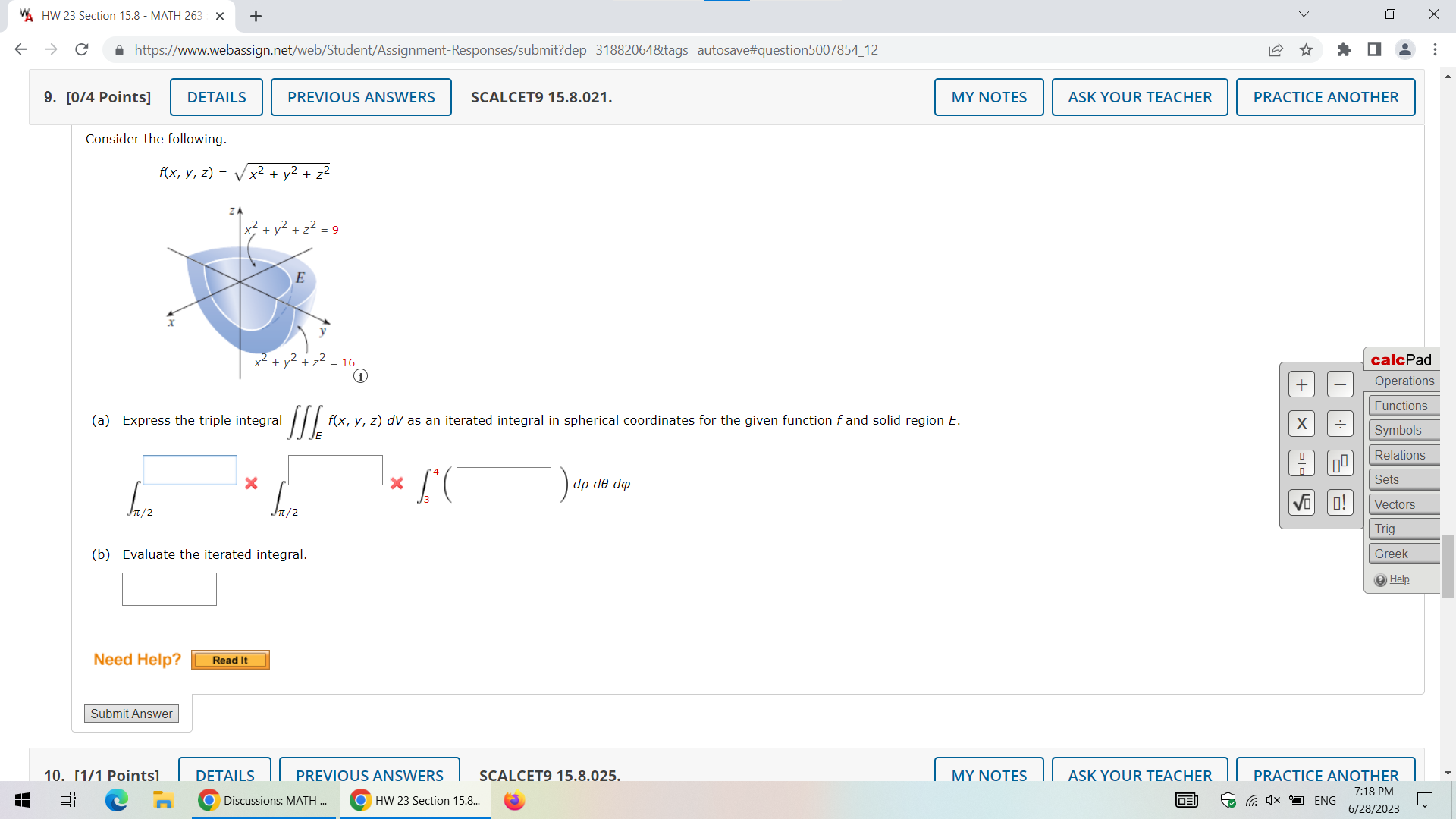  VA HW 23 Section 15.8 - MATH 263 x + V