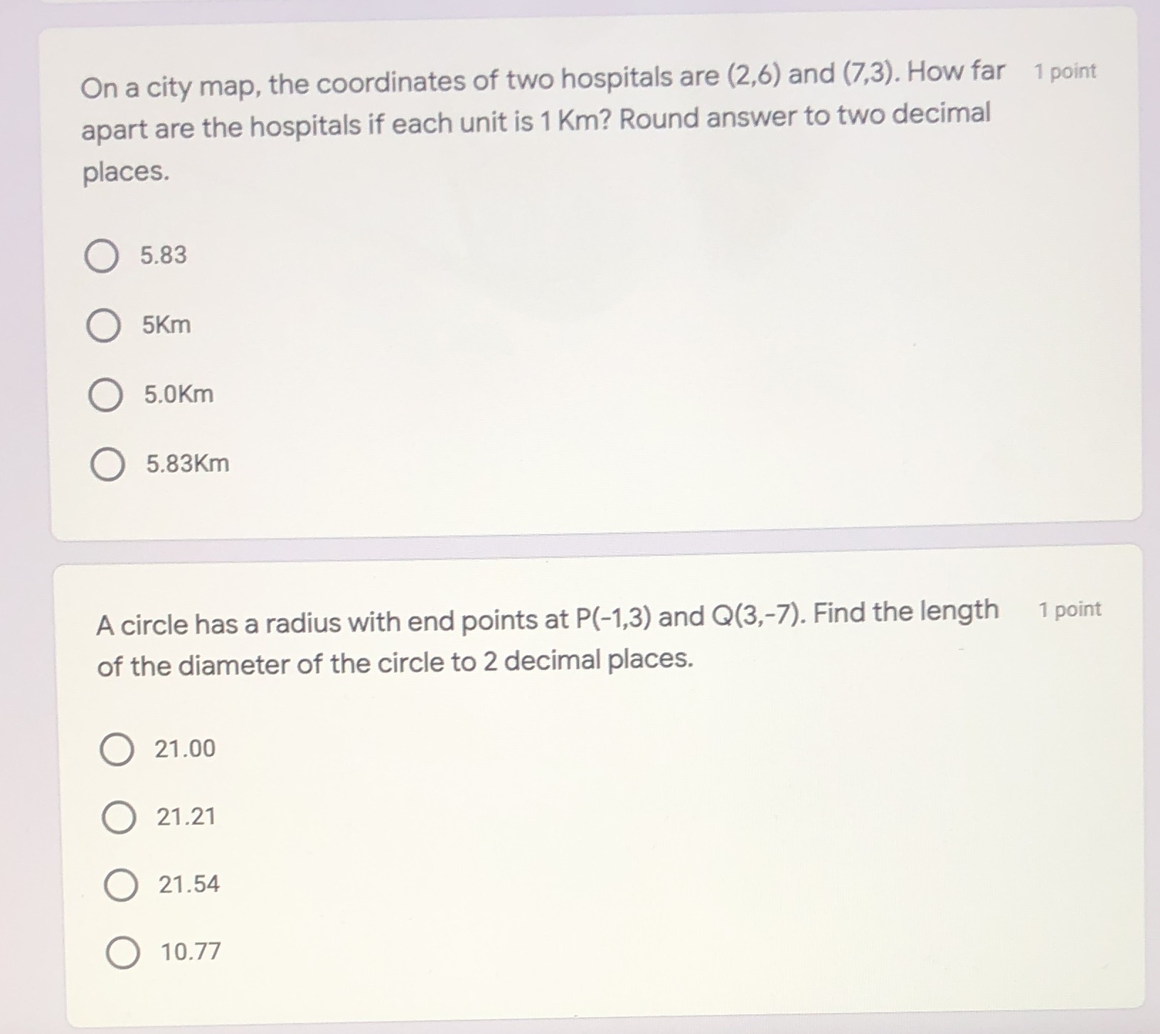 Answer those 2 questions On a city map, the coordinates of two