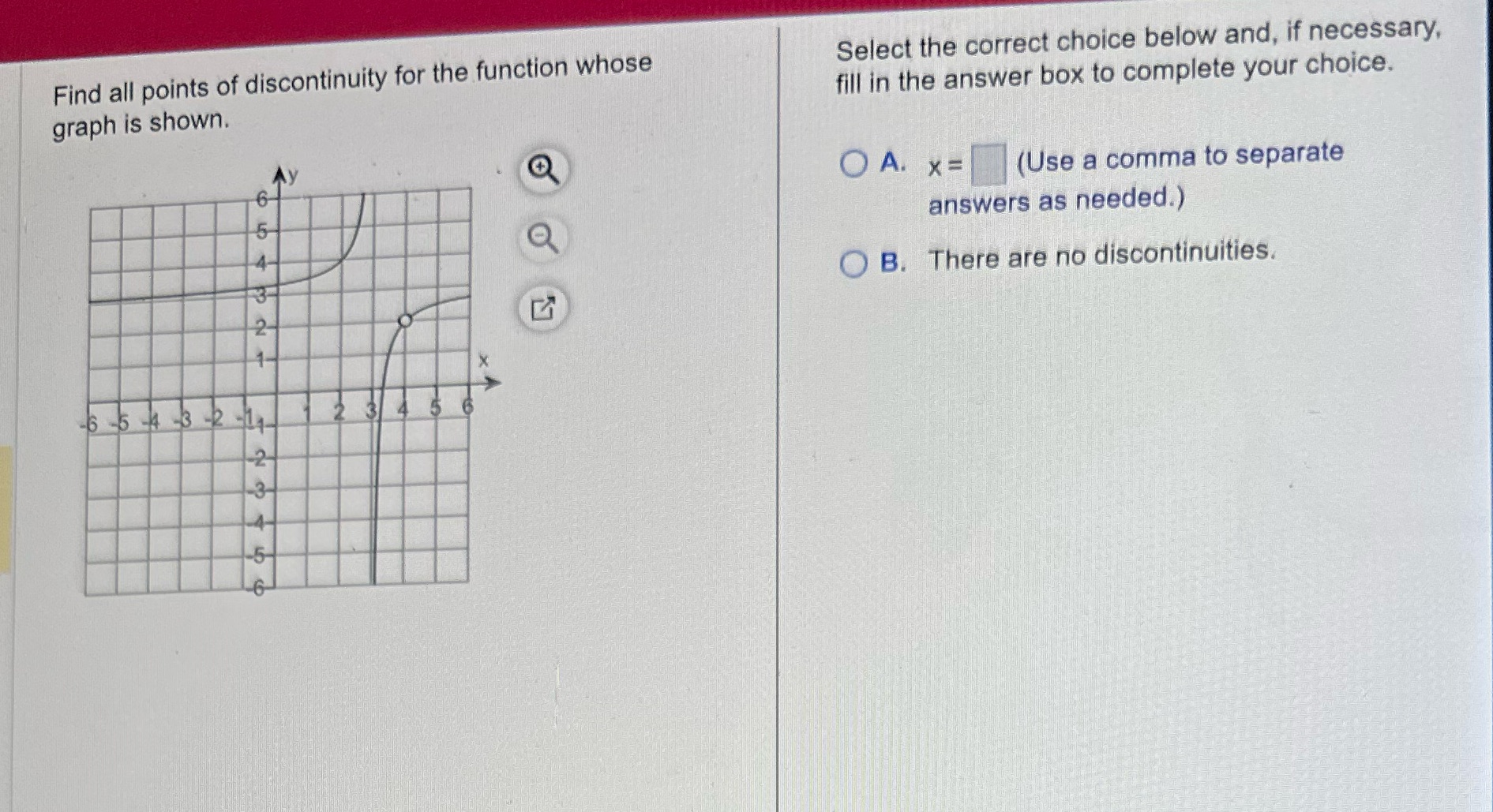 Find all points of discontinuity for the function whose Select the