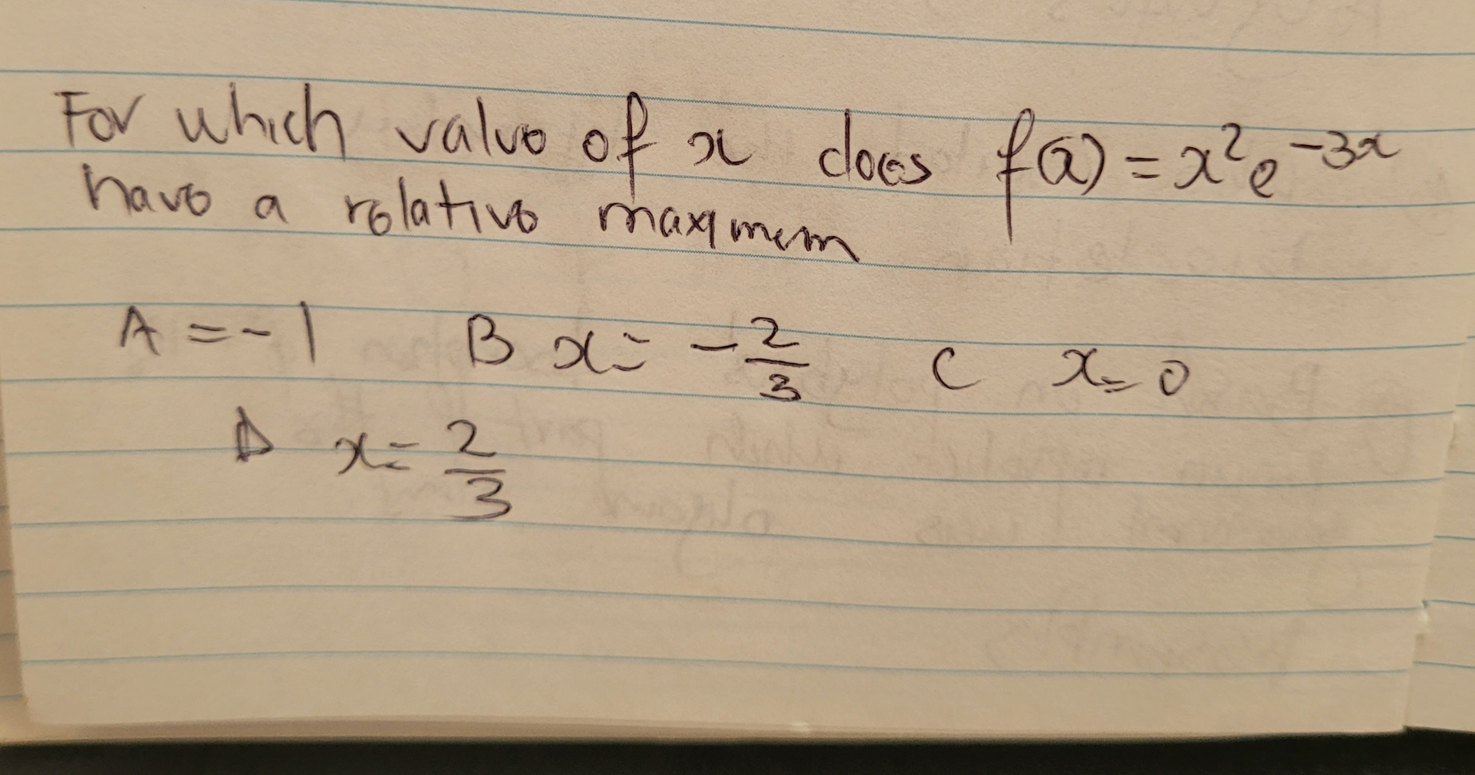  For which value of it does foo= 2 20-3x have a