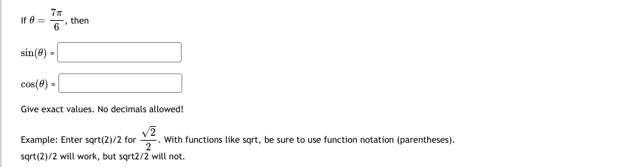 sqrt(3) for V3.)3:1 Without using a calculator, compute the sine and cosine