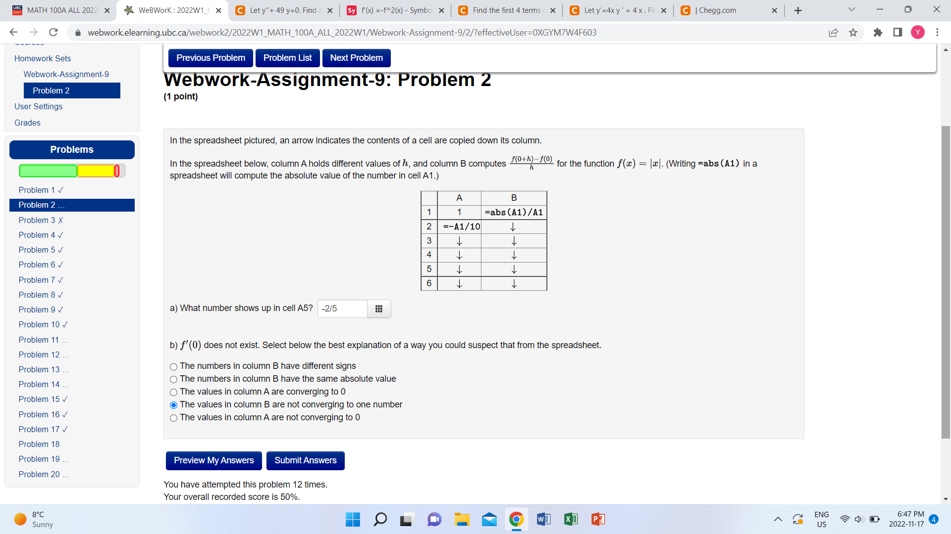 OR MATH 100A ALL 2022 X WeBWork : 2022W1_1 x C