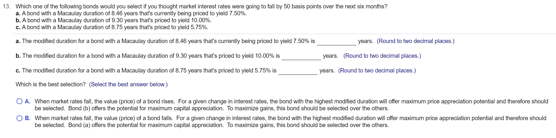 A(n) 9.5%, 25-year bond has a par value of $1 ,000 and