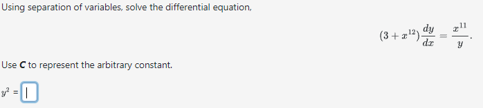 separation of variables, solve the differential equation, e sin(2) - dy cos