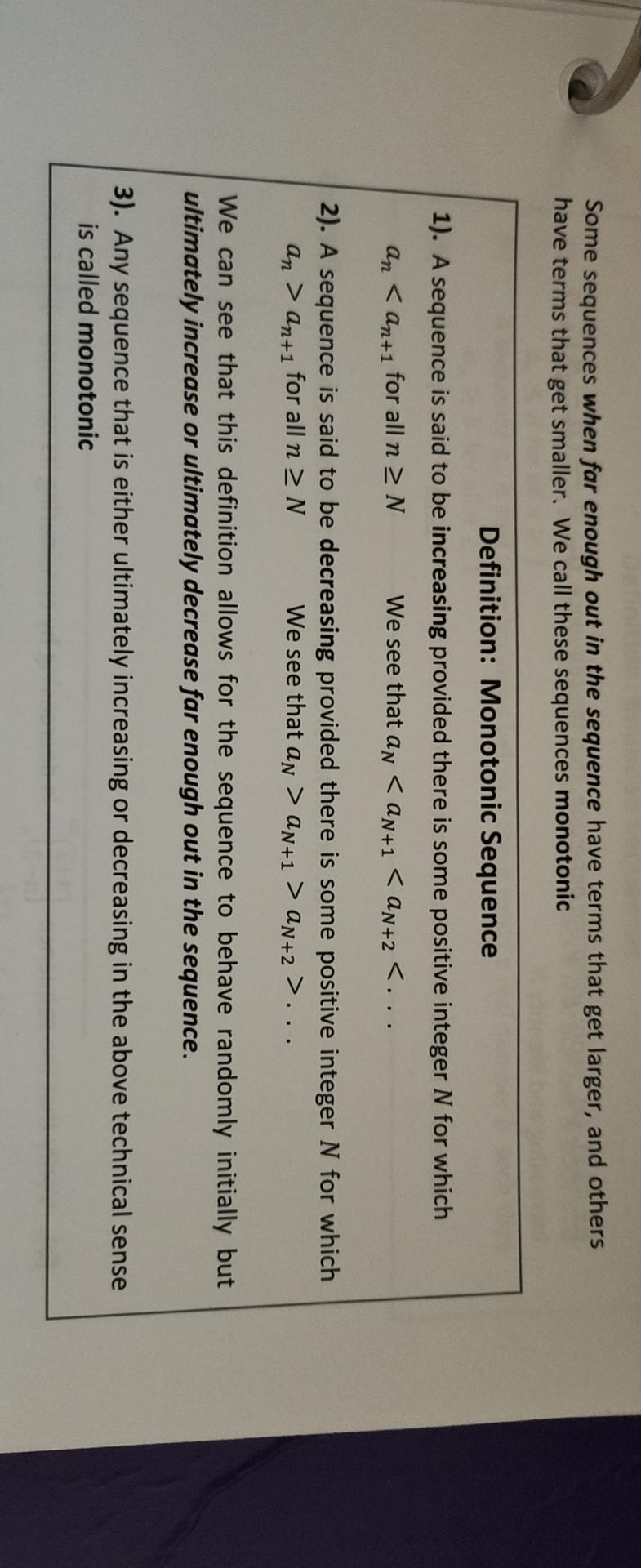7 of the notes that the sequence an = n' - 6n2