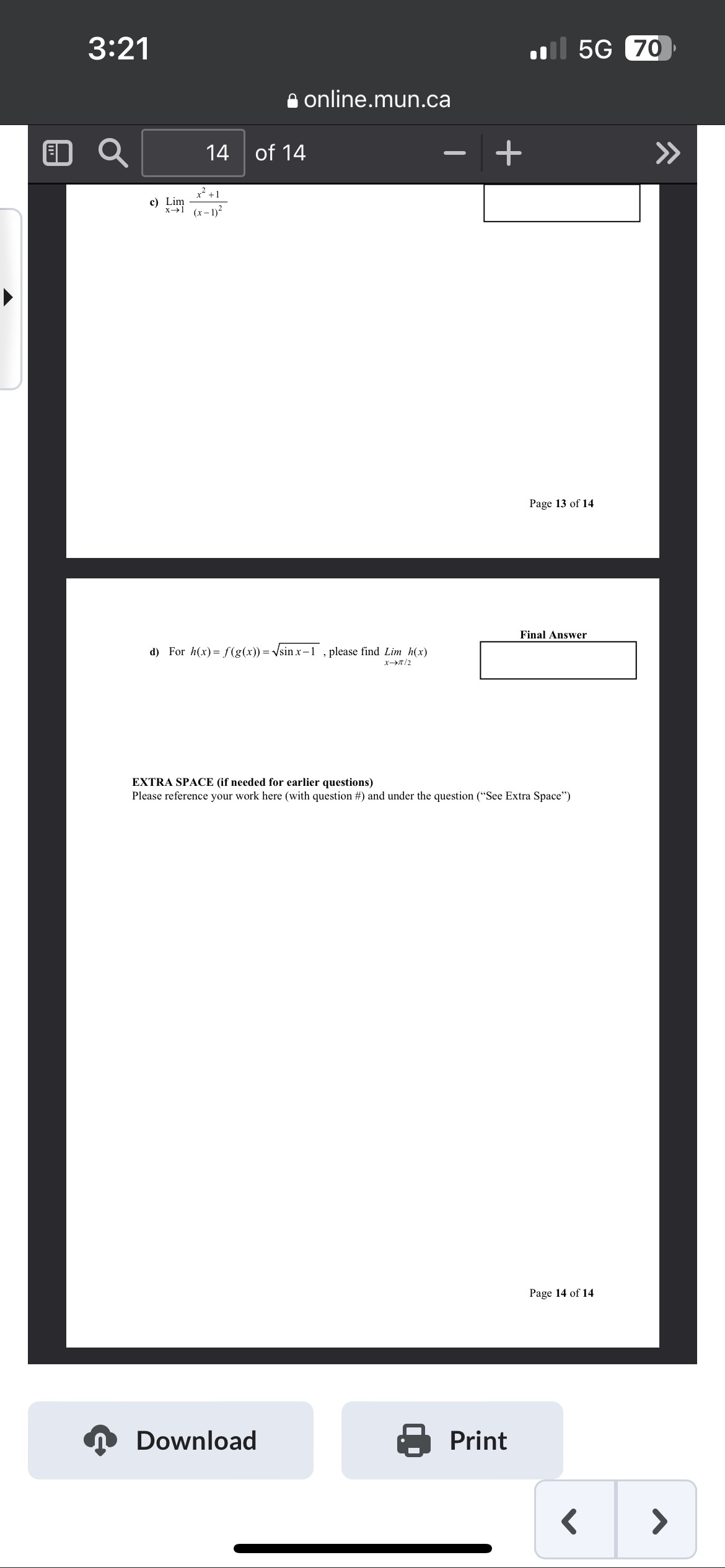 f (x) as given. If the value exists, please state it. If