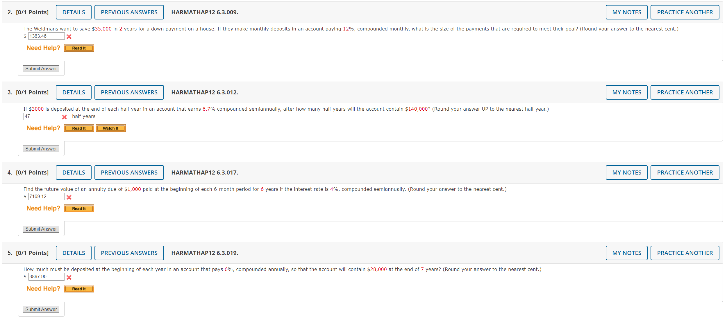  2. [0/1 Points] DETAILS PREVIOUS ANSWERS HARMATHAP12 6.3.009. MY NOTES PRACTICE