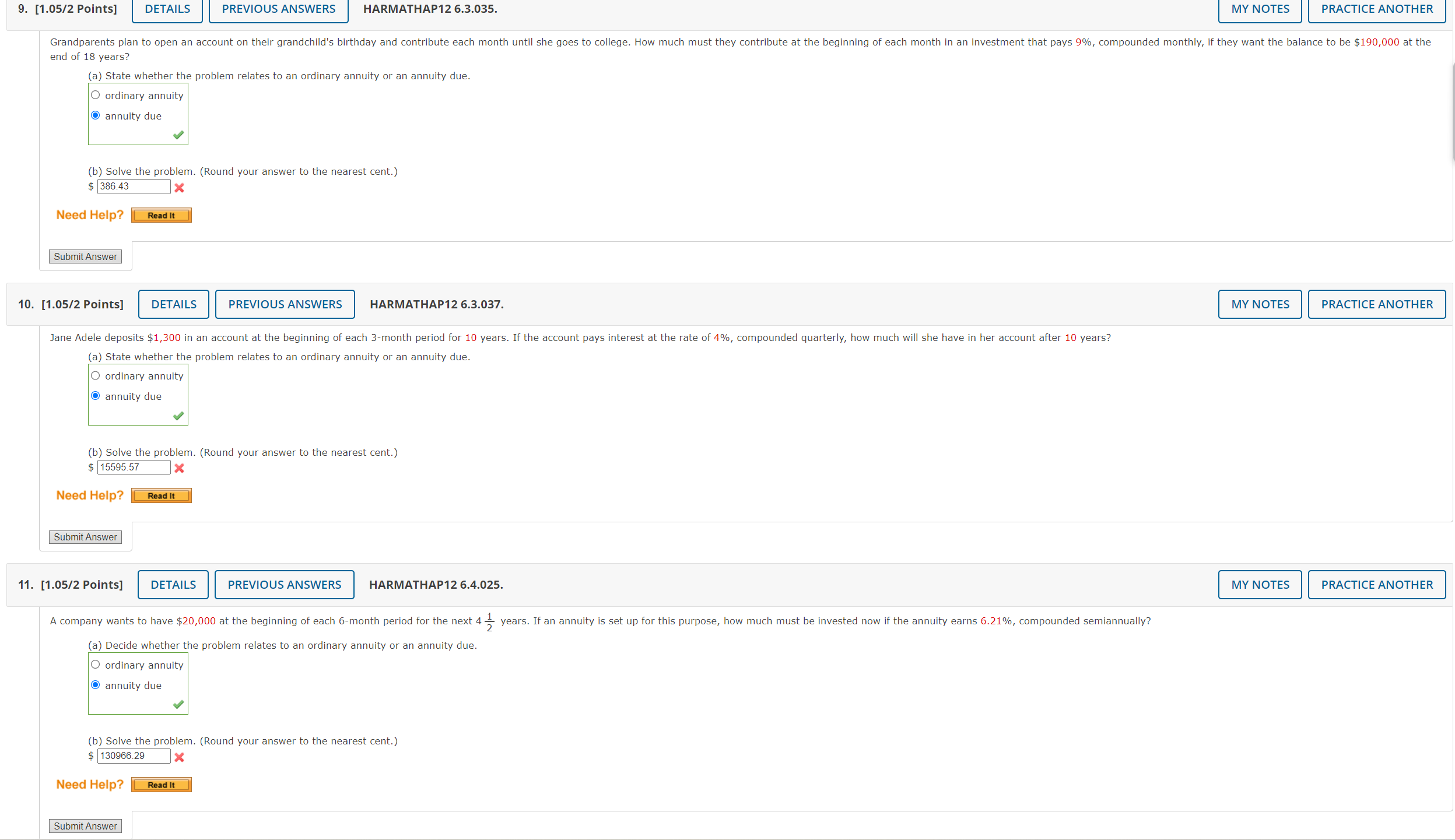 [0/1 Points] DETAILS PREVIOUS ANSWERS HARMATHAP 12 6.3.012. MY NOTES PRACTICE ANOTHER