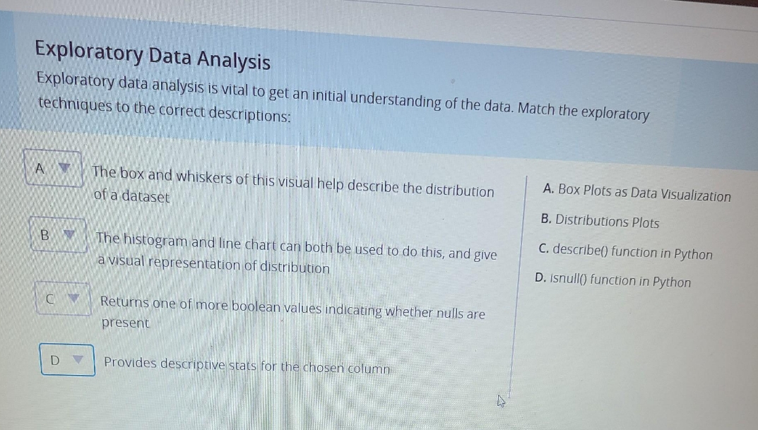 need perfect answer with correct steps Exploratory Data Analysis Exploratory data analysis