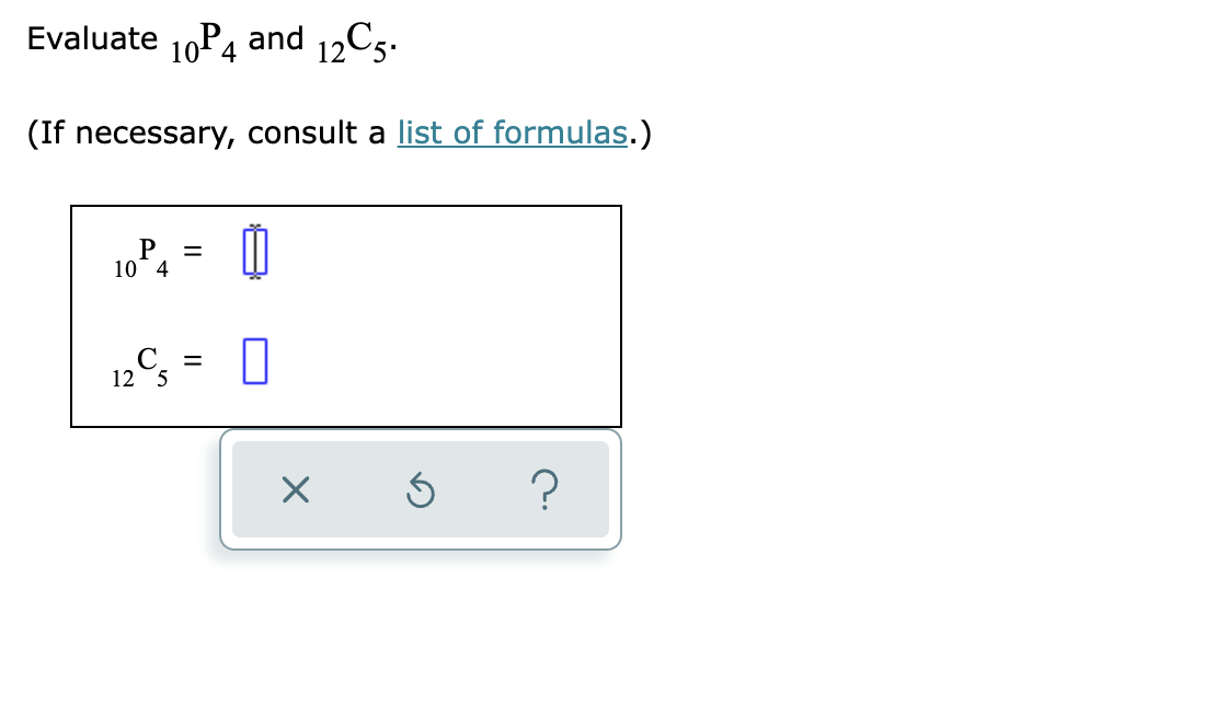 Evaluate IOP4 and 12%. (If necessary, consult a list of formulas 10