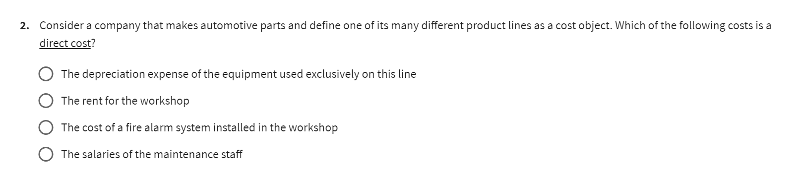 incurred the following costs or expenses duringthe past month. Which is a