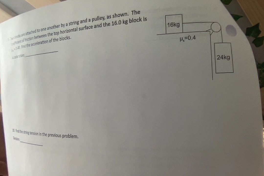 system on the right. Assume that the entire system is frictionless. Acceleration: