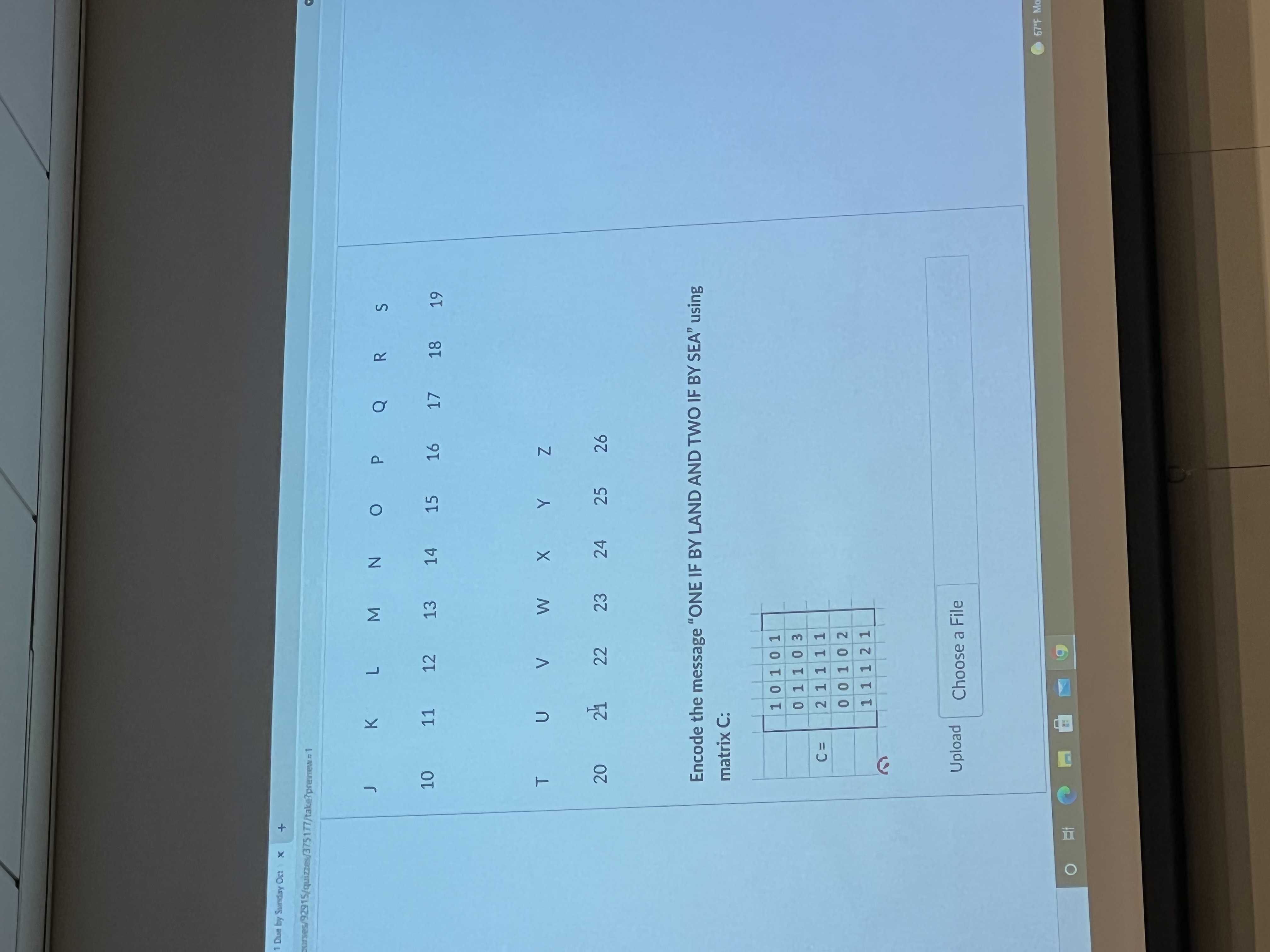67"F M O H 8 9Test 1 Due by Sunday Oct X