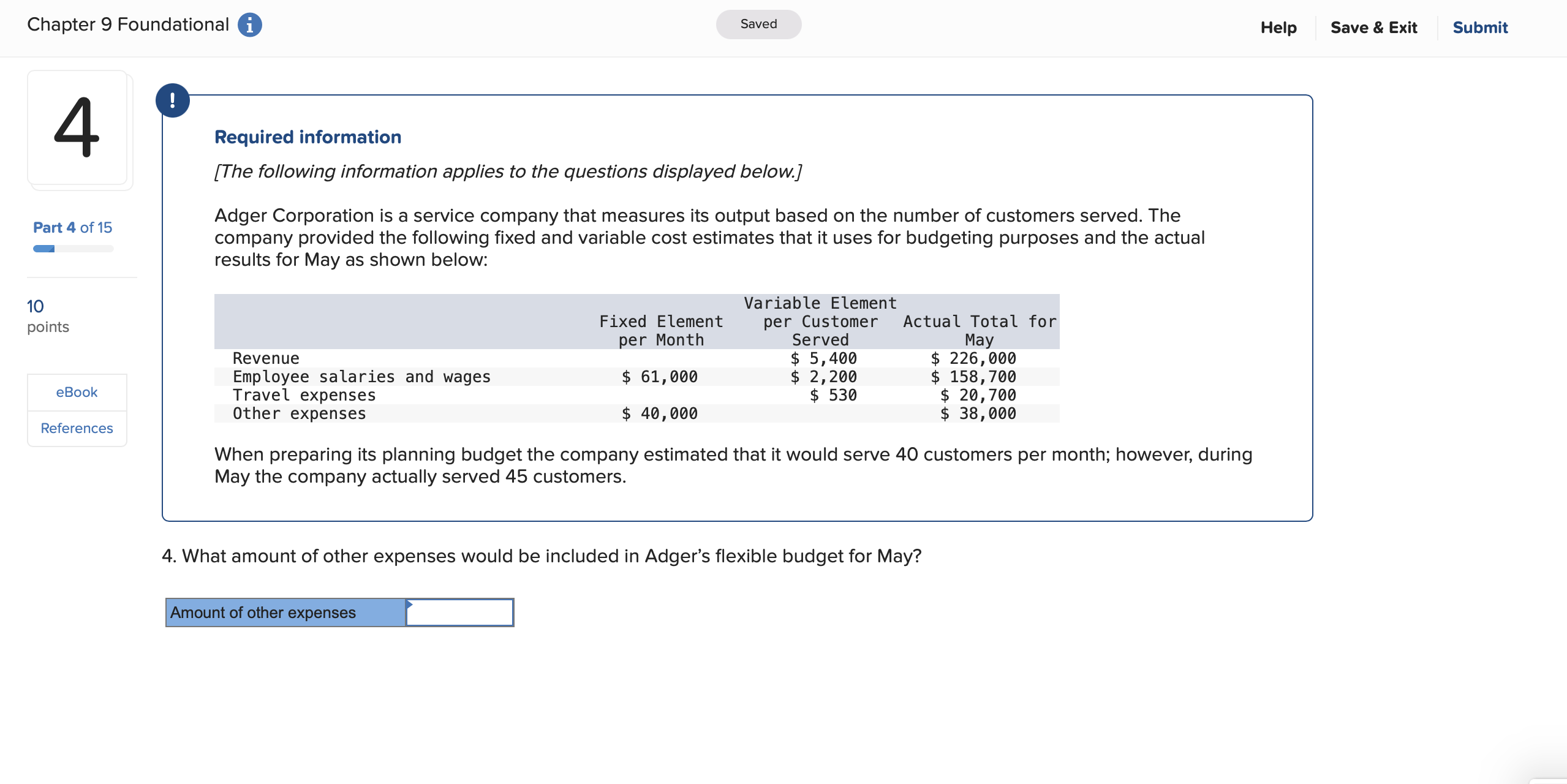  1. Chapter 9 Foundational 0 Saved Help Save & Exit Submit