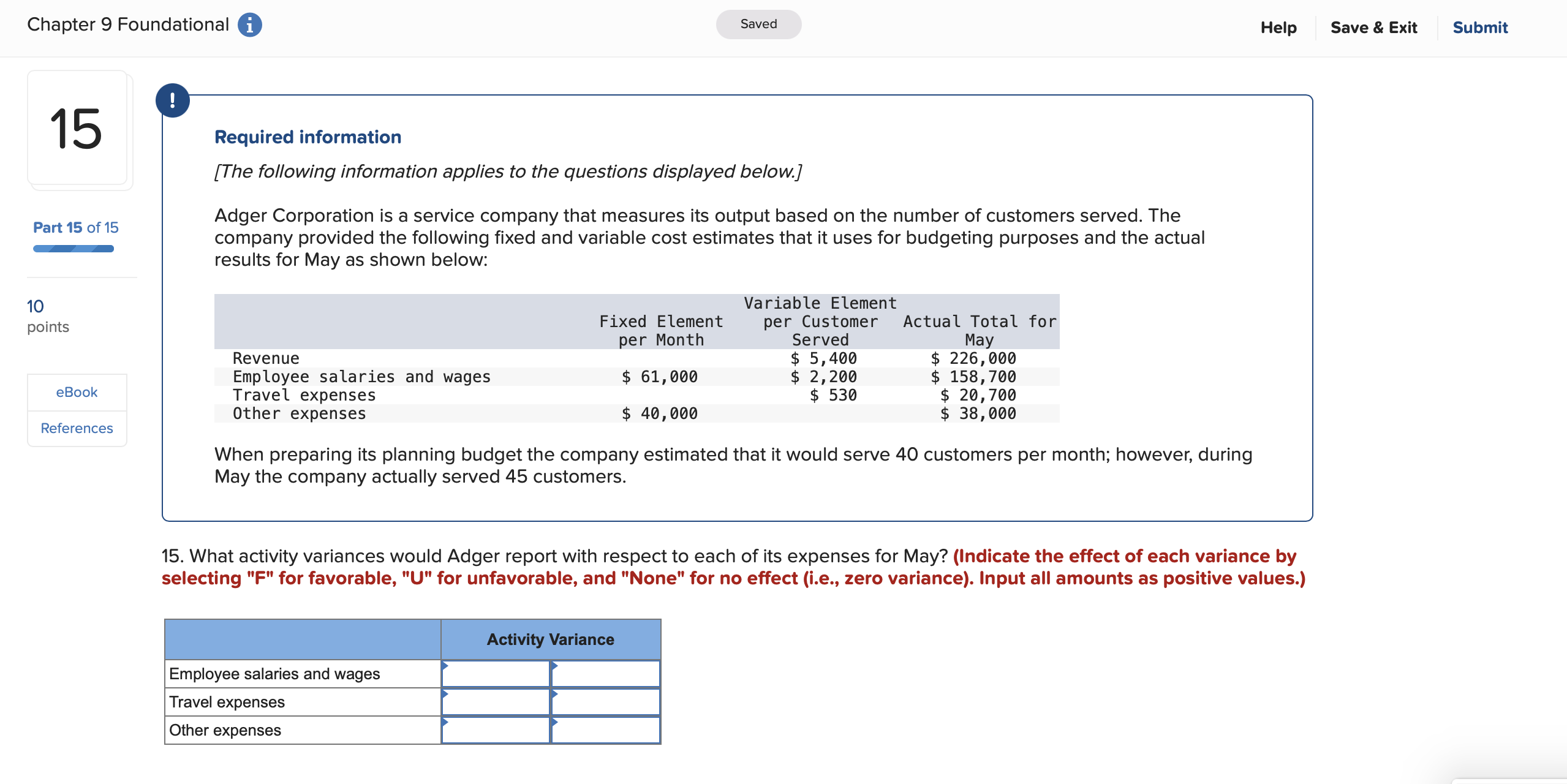 $ 38,000 References When preparing its planning budget the company estimated that