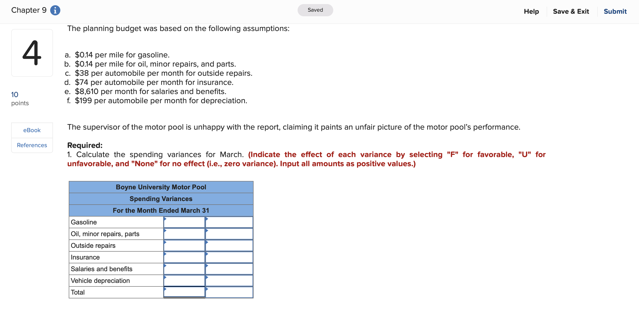 shown below: 10 Variable Element points Fixed Element per Customer Actual Total
