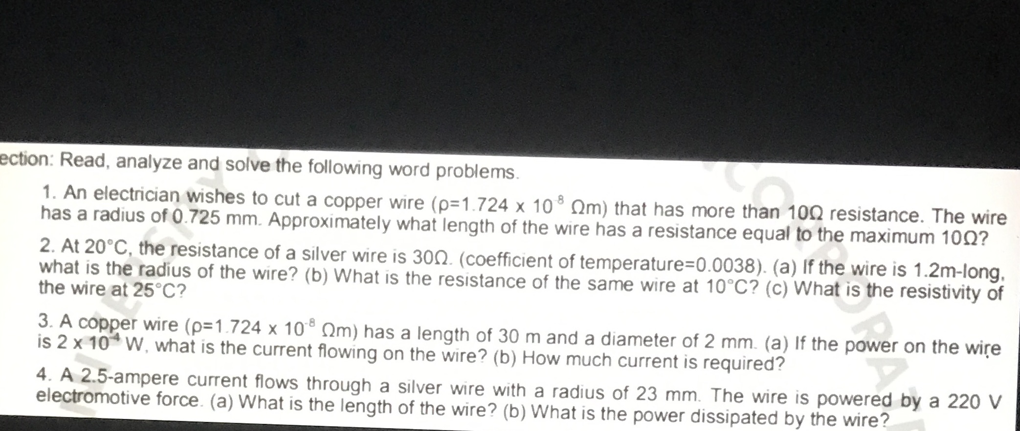  ection: Read, analyze and solve the following word problems. 1. An