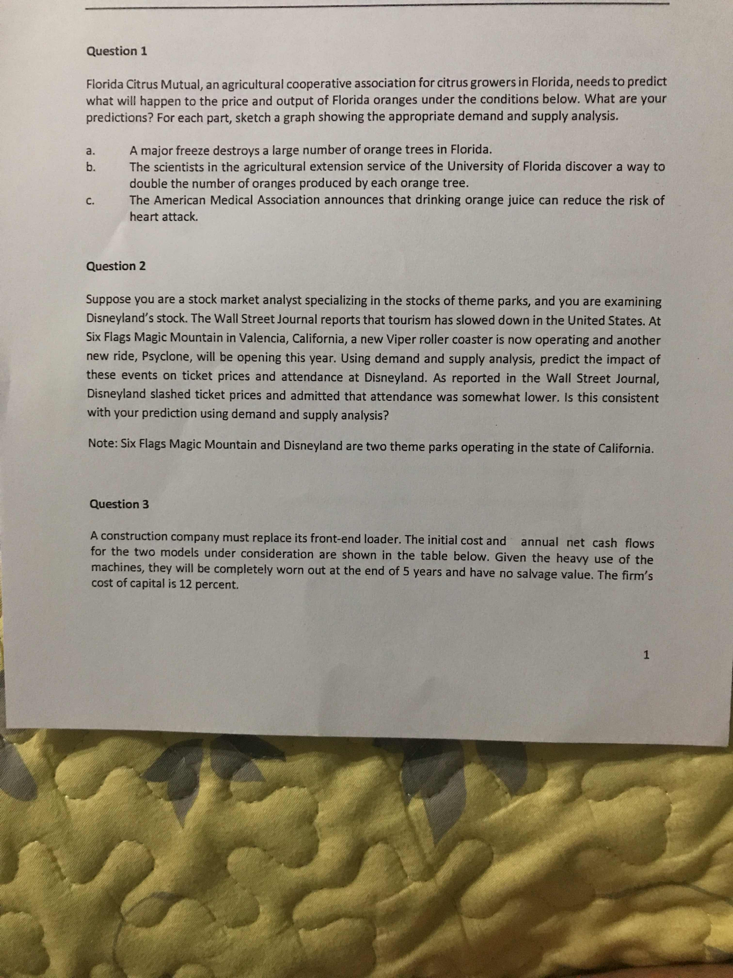 help me to find the solution for Q1&2. Question 1 Florida Citrus