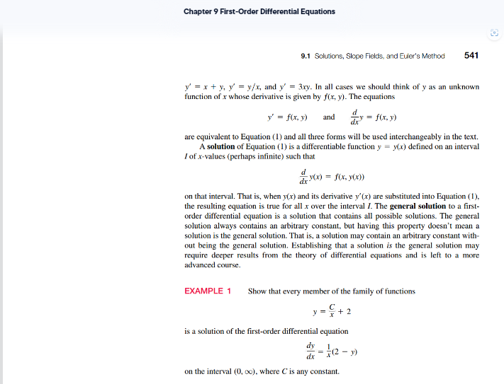 9.1 Reading Assignment: Solutions, Slope Fields, and Euler's Method Instructions. Read through