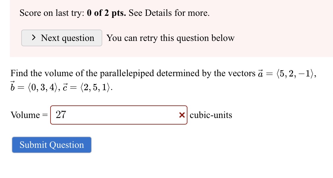 Please help me with this problem relates to The Cross Product in