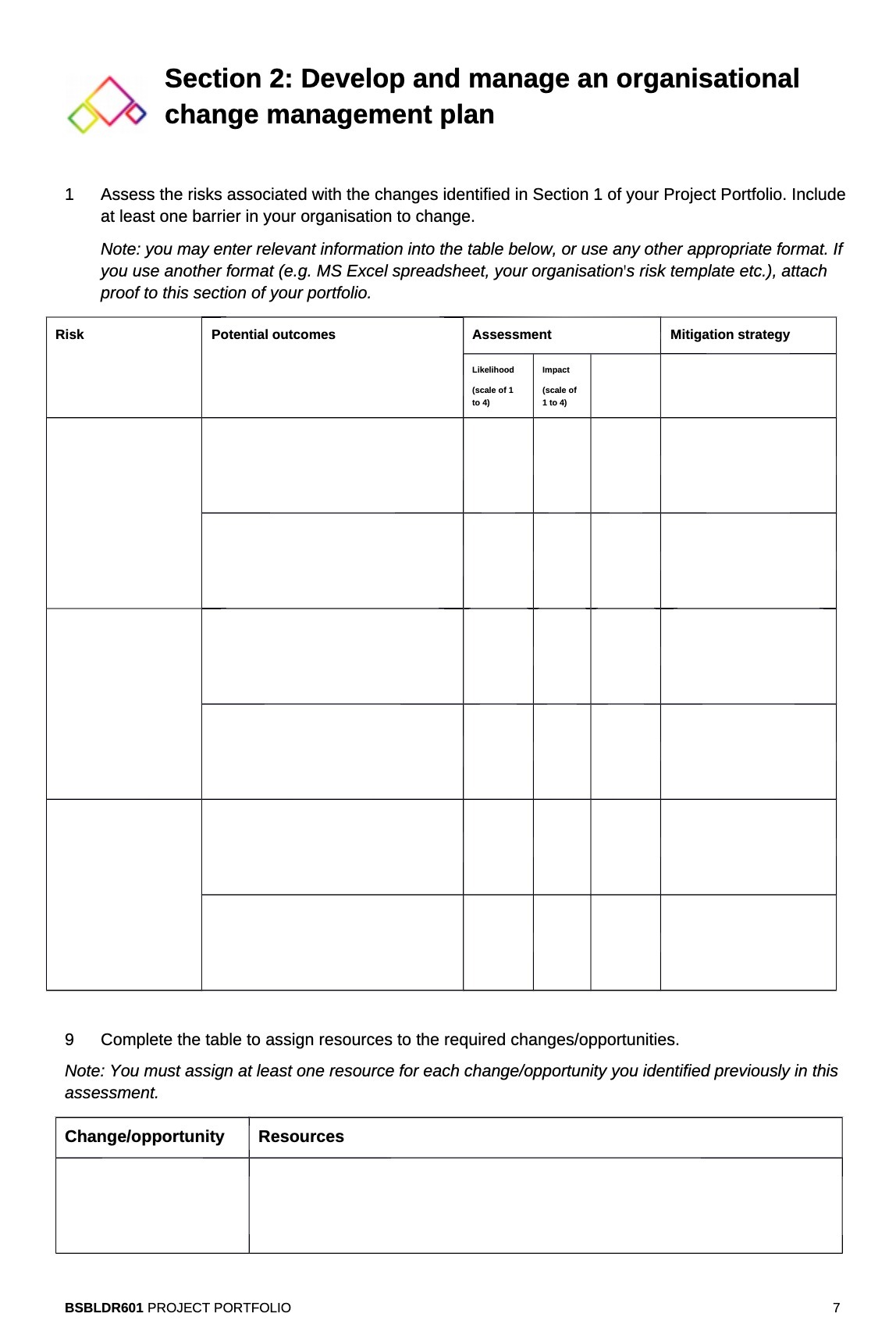 Section 2: Develop and manage an organisational change management plan 1