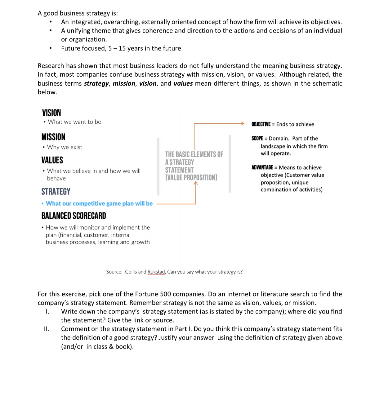  A good business strategy is: An integrated, overarching, externally oriented concept