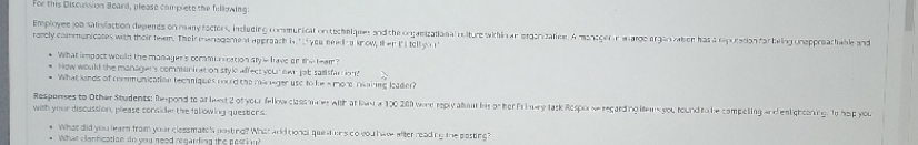  For this Discussion Board, please complete the fullswing: Employed job saliviaction