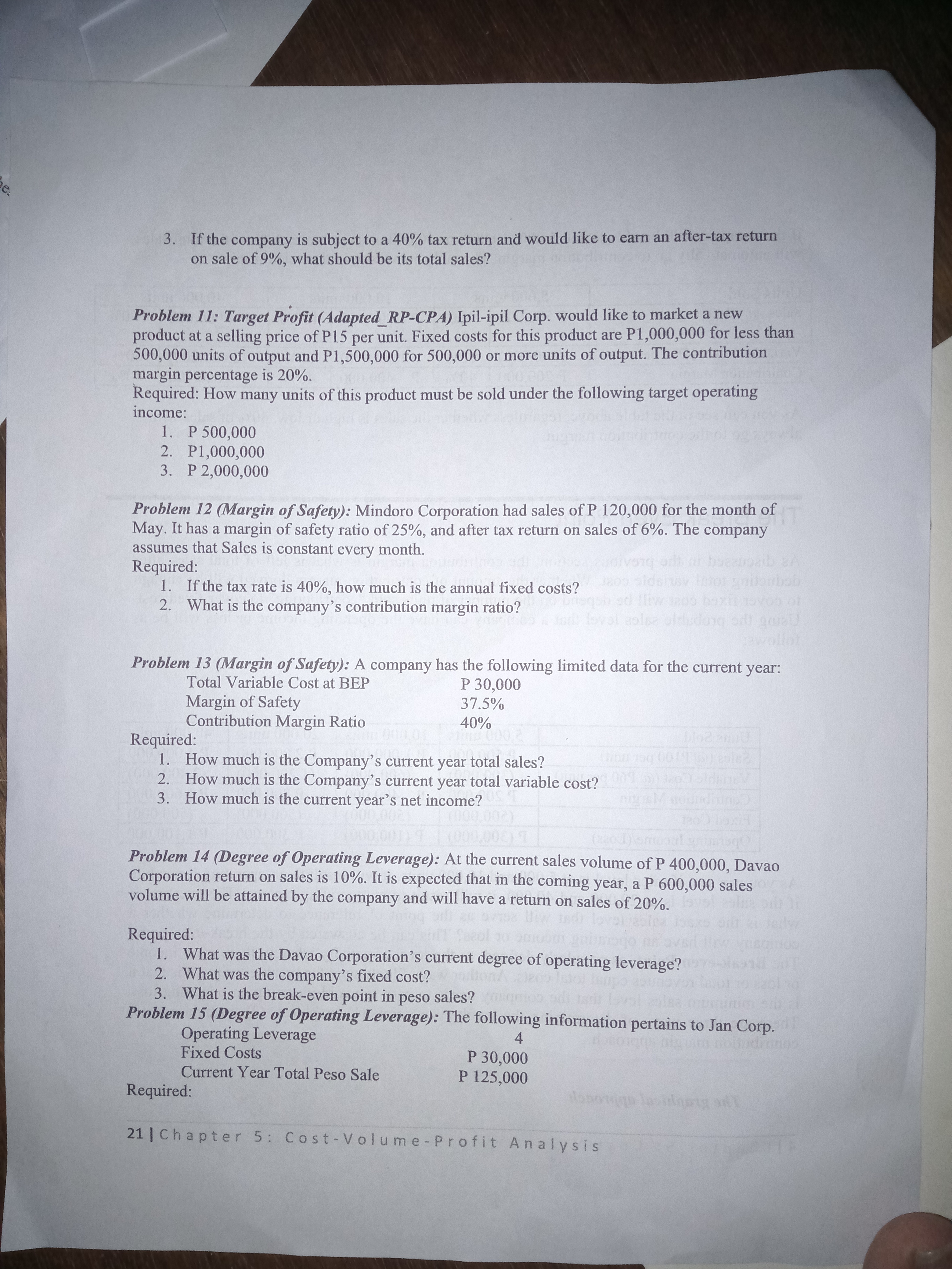 leverage of 4, sales is expected to increase by 12.5% in the