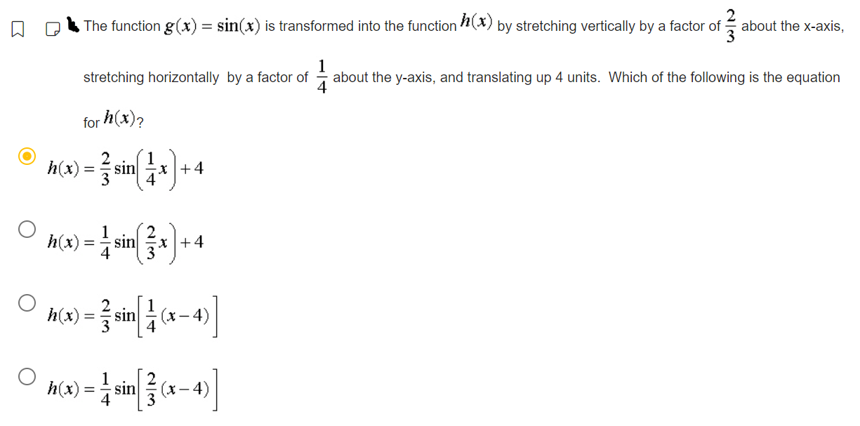 would transform fix) = (x| + 5 into g(x) =-2 x -1