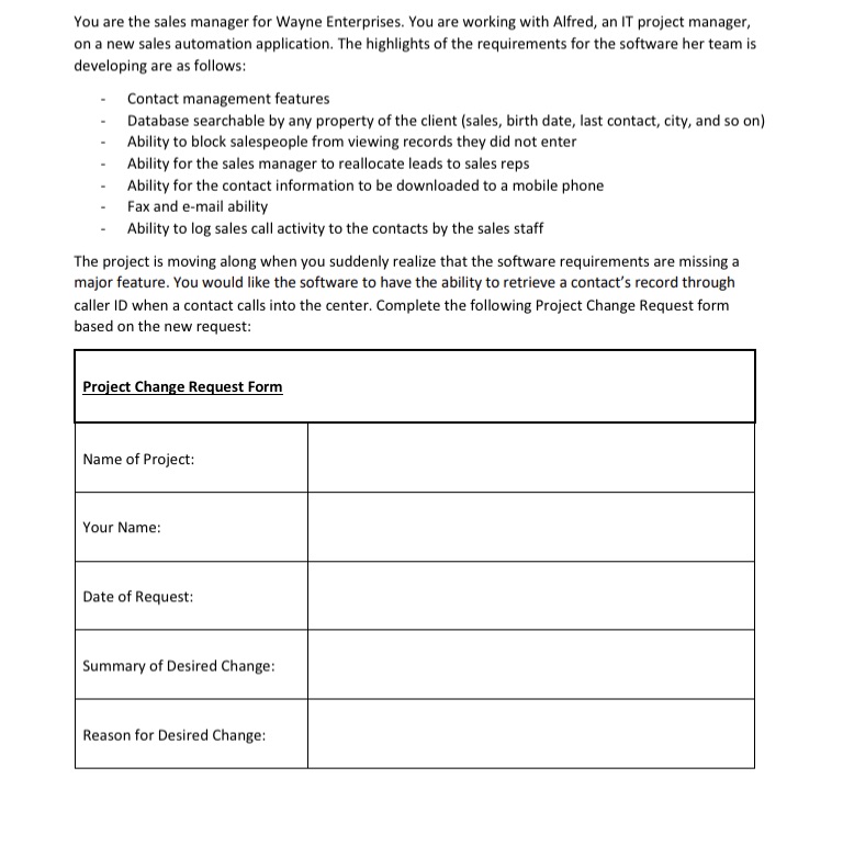 I need help solving this You are the sales manager for Wayne