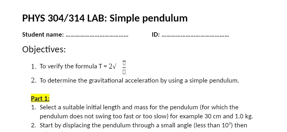verify the formula T = 2% E 2. To determine the gravitational