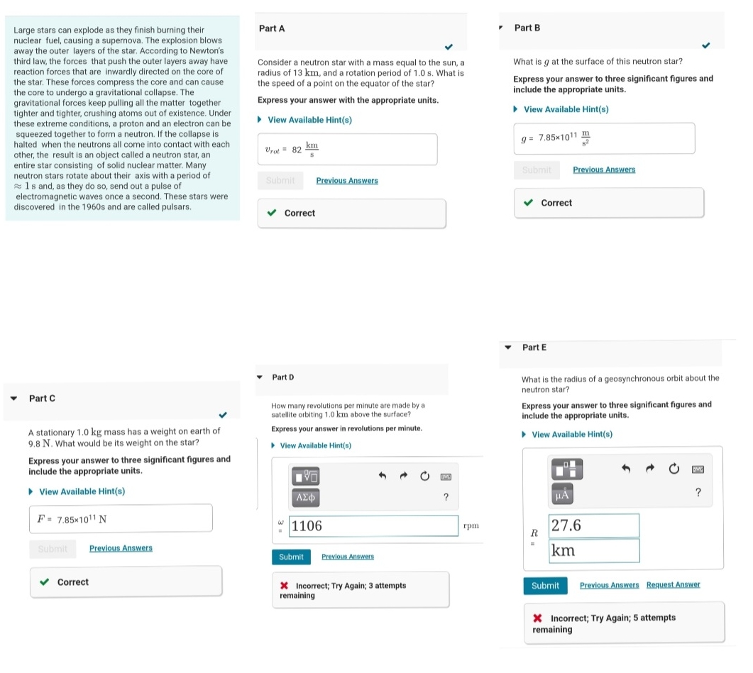 please solve. I need help with part D and Part E Large