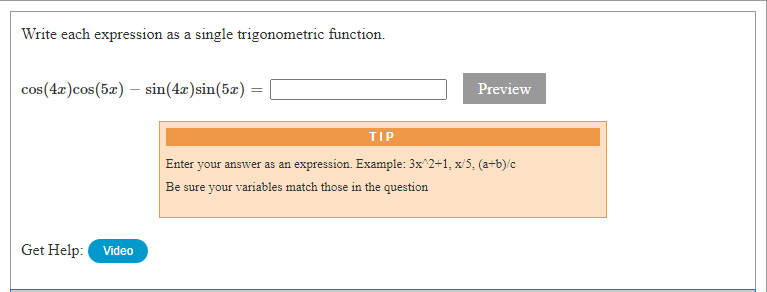 Be sure your variables match iose in the question Get Help: \fWrite
