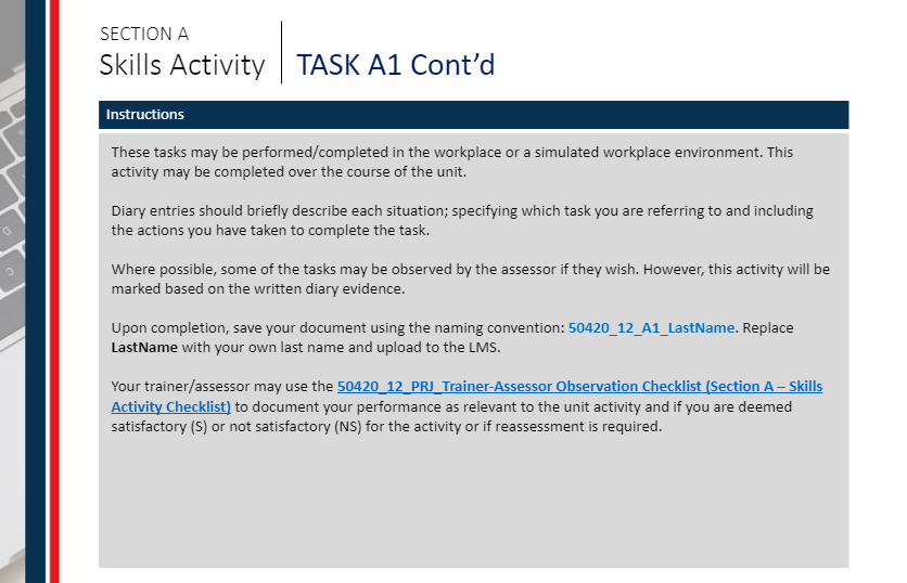 You may complete the activity question based on your own organisation or