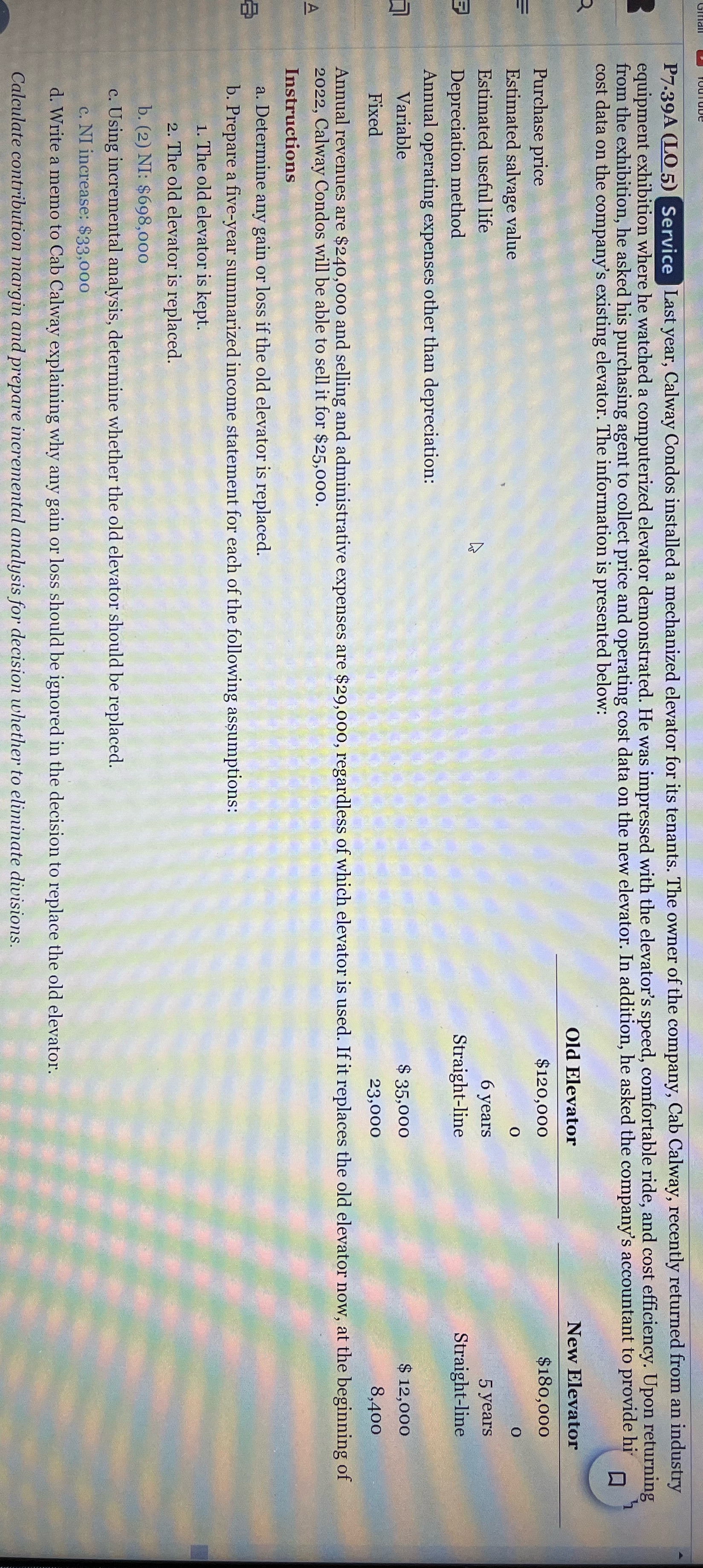 Need proper solution step by step please and full explanation P7.39A (LO