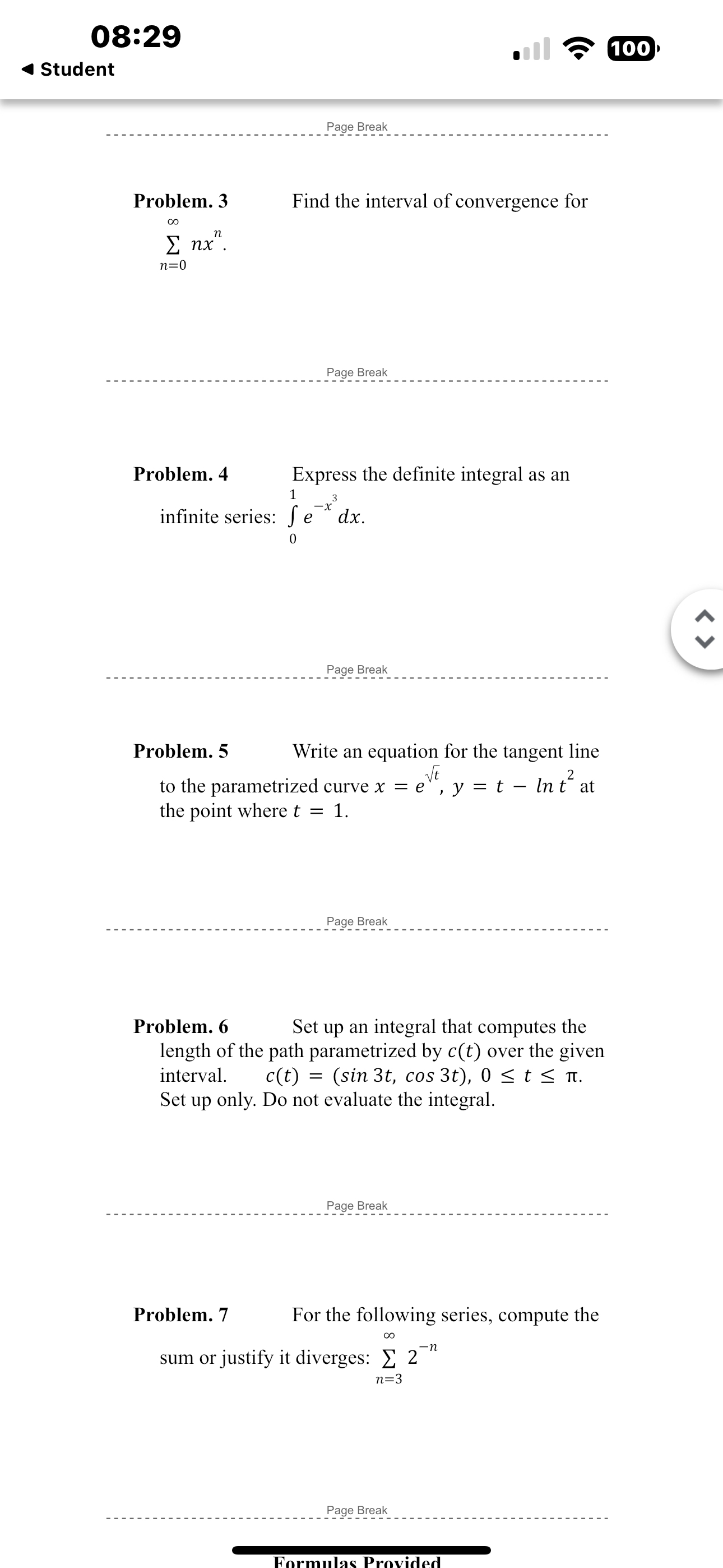  08:29 100 Student Page Break Problem. 3 Find the interval of