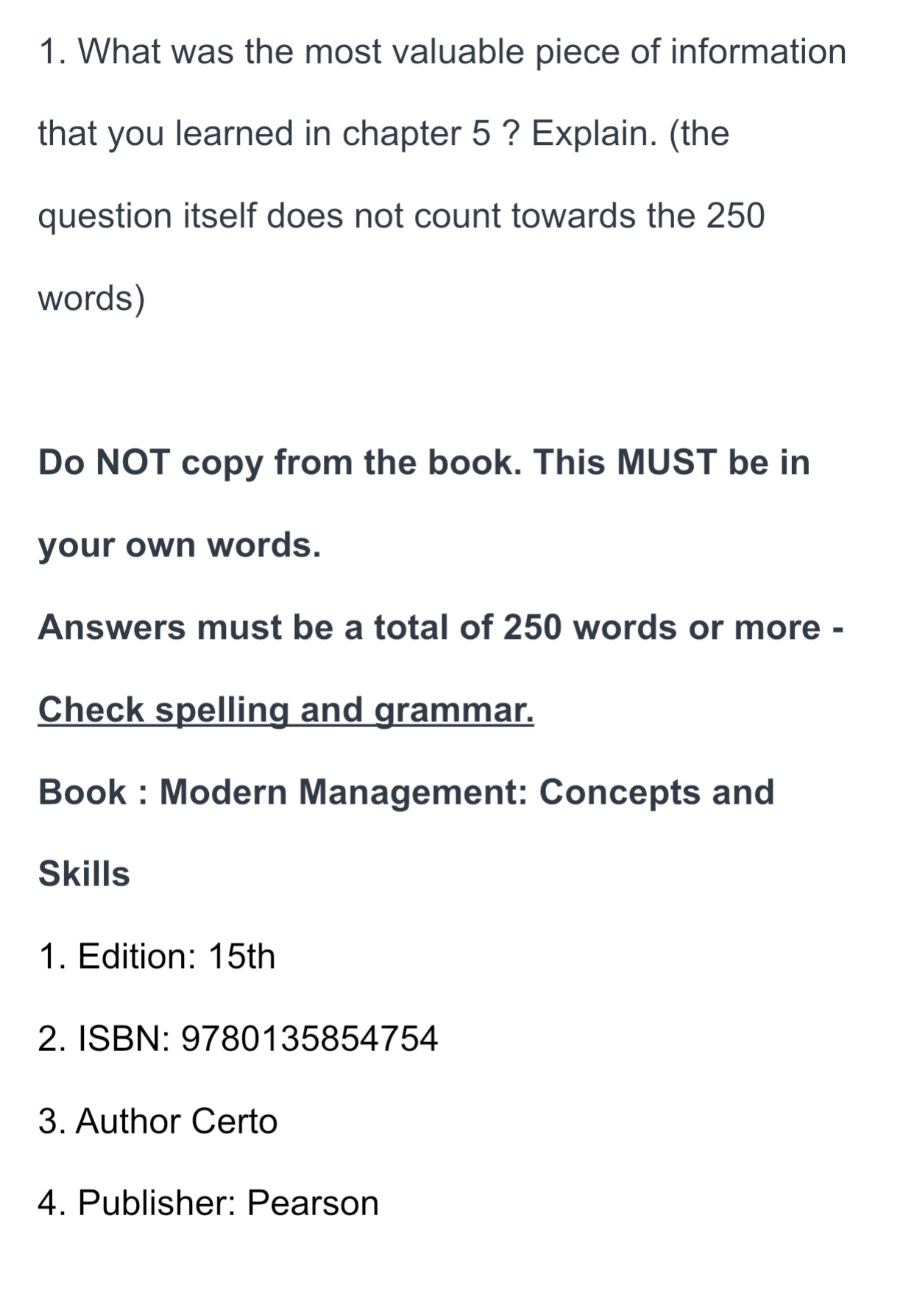 Can you read and answer this one assignment from the book that